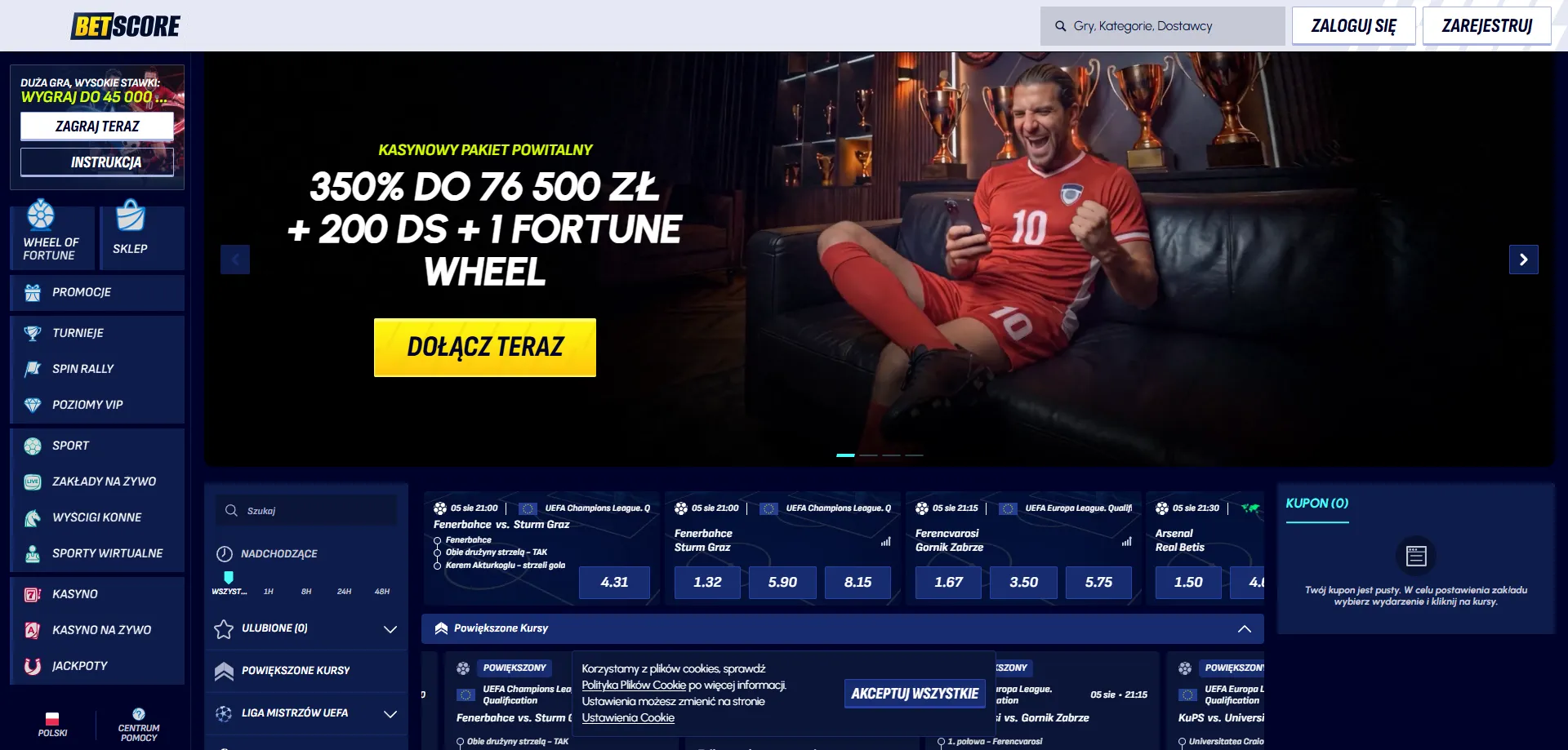 Betscore football – zakłady na żywo i typy sportowe w 2026