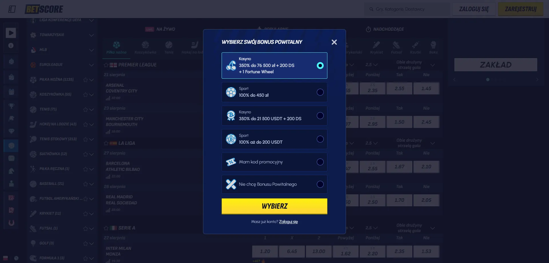 Rejestracja w Betscore Casino – jak aktywować kod promocyjny